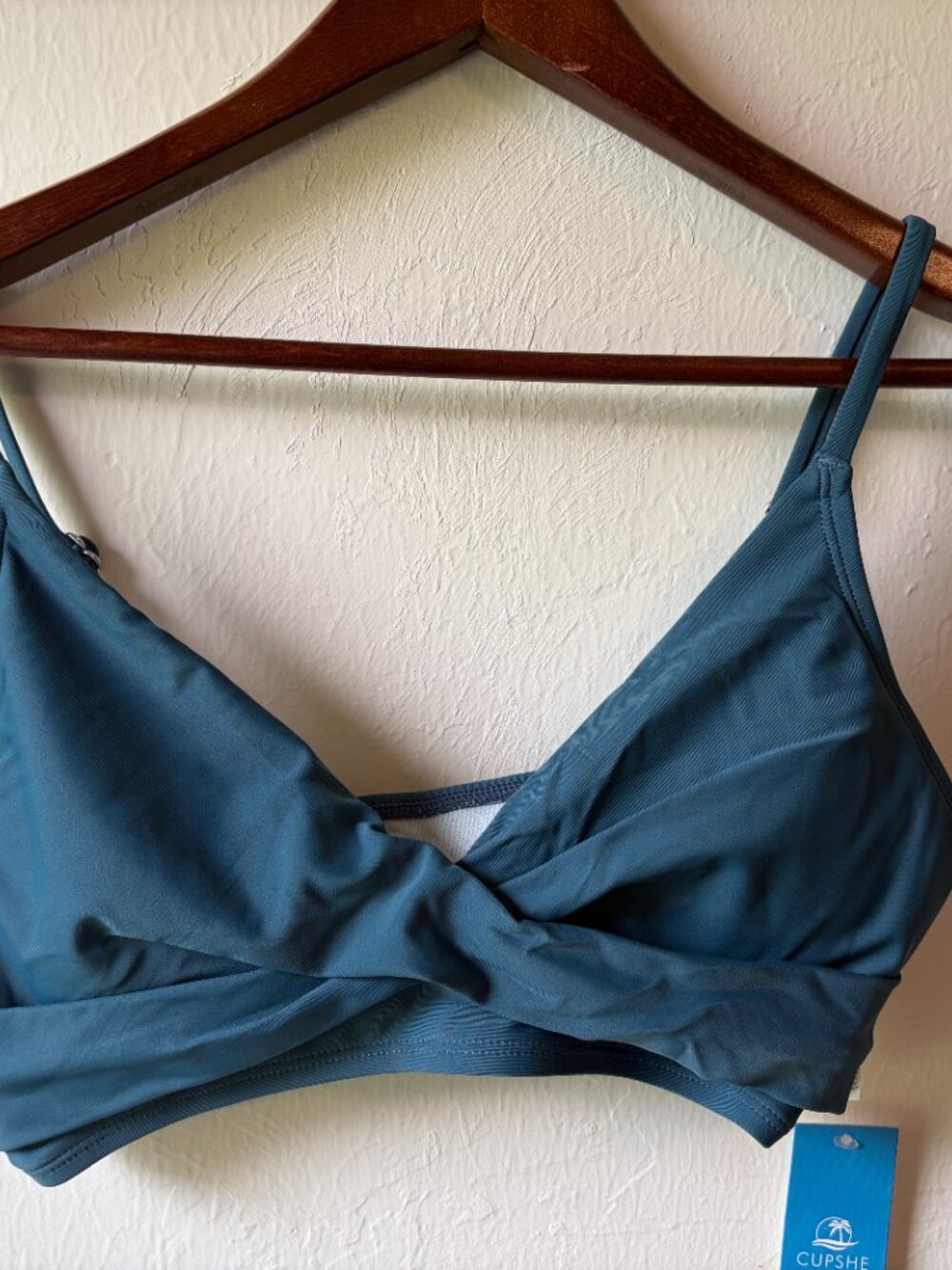 NWT Cupshe Teal Twist Bralette and High Waist Bikini Set - Size Small